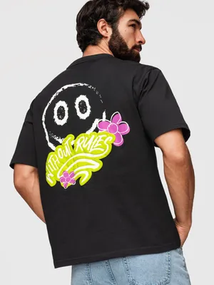 Zdjęcie produktu dla Koszulka OMBRE o luźnym kroju, styl streetwearowy OM-TSPT-0288, czarna, rozmiar XXL