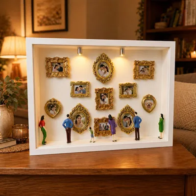 Produktbild von DIY Mini Museum Silhouette Box, DIY Mini Museum Bilderrahmen, Mini Bilderrahmen Vintage, Set mit 11 Mini Goldene Rahmen & 6 Z
