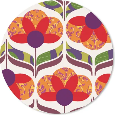 Produktbild von MuchoWow® Mauspad Mousepad Retro - Flower Power - Vintage - Farben 20x20 cm - Mousepads - Maus Mat - Pad - Mausunterlage - Schreibtischmatte
