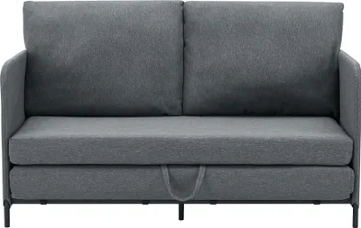 Produktbild von Schlafsofa ’Soini’ mit Liegefunktion 2-Sitzer gepolstert mit Kissen 78 x 125 x 67 cm Dunkelgrau