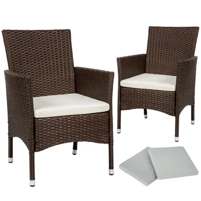 Produktbild von tectake® 2er Set Rattanstuhl Nantes widerstandsfähig 59 x 57 x 85 cm