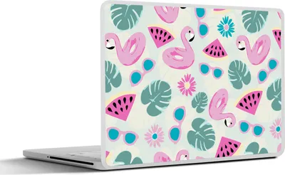 Produktbild von MuchoWow® Laptop Aufkleber Sticker Cover Sommer - Muster - Flamingo - Monstera 40x30 cm - Laptop Dekoration - Selbstklebend