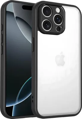 Produktbild von Hülle für iPhone 16 Pro Transparente Rückseite TPU Bumper Stoßfest Handyhülle Schwarz