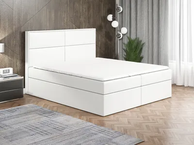 Produktbild von Boxspringbett HOPP 120 x 200 mit 2 Bettkästen, Bonell-Matratze und Topper. Farbe: Weiß