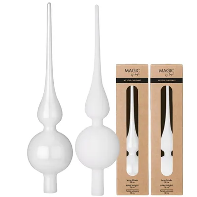 Produktbild von Christbaumspitze Glas 28cm 1 Stück matt / glänzend sort. - Pure White