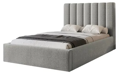 Produktbild von Polsterbett CIERO 120x200 Grau Boucle Stoff mit Bettkasten & Lattenrost