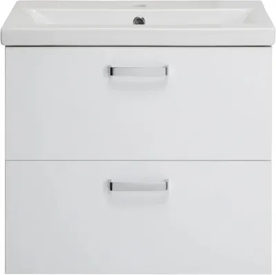 Produktbild von VBChome Badmöbelset 60x40x56 cm mit Keramik-Waschbecken und Hängeschrank mit 2 Schubladen – Kompakt und funktional für kleine Badezimmer