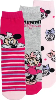 Produktbild von Disney Minnie Mouse Socken für Mädchen - Kinder Kindersocken Sneaker Söckchen Rosa/Grau (3er Pack) 27-30