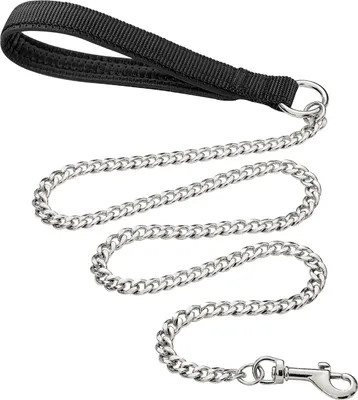 Produktbild von Hundeleine aus Metall mit weichem Griff für große und mittelgroße Hunde (180 cm x 3 mm)