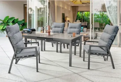 Immagine prodotto di Dinette Destiny GARDA IMOLA 4 sedie con schienale alto + tavolo 165/215x100x75cm allungabile