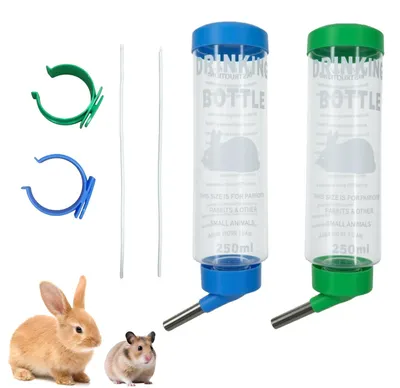 Trinkflasche für Kaninchen & Nagetiere, 250 ml, mit Halterung