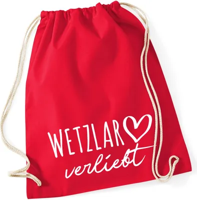 Produktbild von Huuraa Turnbeutel Wetzlar verliebt 12 Liter Classic Red Baumwolle Rucksack Geschenkidee