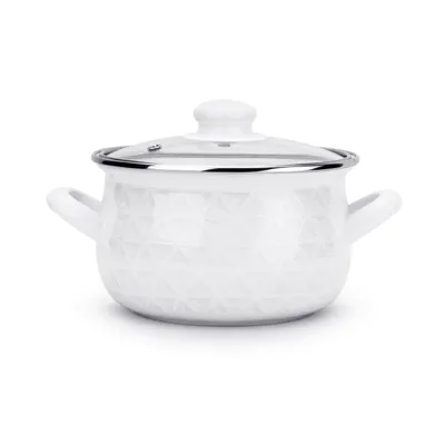Produktbild von Emailletopf Emaille TOPF mit Glasdeckel KOCHTOPF Induktion Suppentopf 1,9 Liter