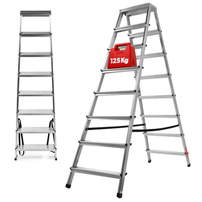 Zdjęcie produktu dla KADAX Drabina Aluminiowa Składana 8 Stopniowa Domowa Dwustronna mocna 125kg