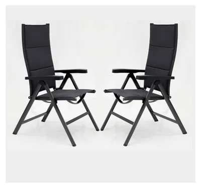 Produktbild von Klappsessel Victoria 2er Set Klappstuhl für den Außenbereich Leichter klappbarer Gartenstuhl und Balkonstuhl Anthrazit, 63,5 x 75 x 102 cm