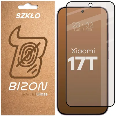 Produktbild von Mattes Hartglas für Xiaomi 17T, Bizon Glass Matte, Schwarzer Rahmen