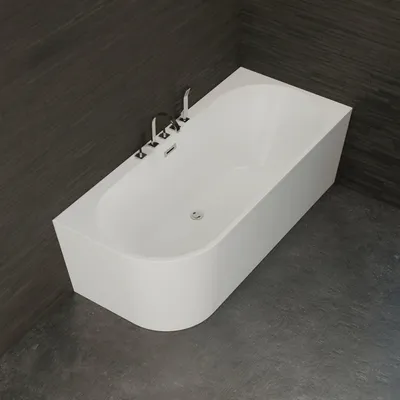 Produktbild von Freistehende Badewanne Capri 170 rechts weiß + Chromarmaturen 170 x76 x58 cm