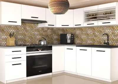 Produktbild von NEU L-FORM Eckküche INFINITI 360 cm matt 6 Farbvarianten Weiss TOR LIDIA2/4/WT/WT/0/B1