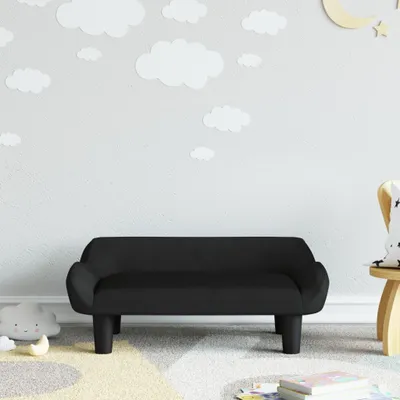 Image de The Living Store Canapé pour enfants Noir 70x40x24 cm Velours
