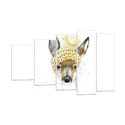 Produktbild von Bilder auf glas - Tier Hut Hirsch modern - 100x60cm - Glasbilder - Wandbilder - Kunstdruck - zum Aufhängen bereit - Wanddekoration aus Glas - Glas Bilder - Wandbild auf Glas - 5 Teile - GEG100x60-2861