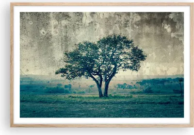 Produktbild von Gerahmtes Poster - Rahmen in heller Eiche - Baum Natur Feld - 91,5x61 cm - Wand Bild - Wanddeko - Wandbilder - Kunstposter - Wandposter - Bilderrahmen - Bilder - Kunstdruck - Wandbild P2NAA91x61-3627