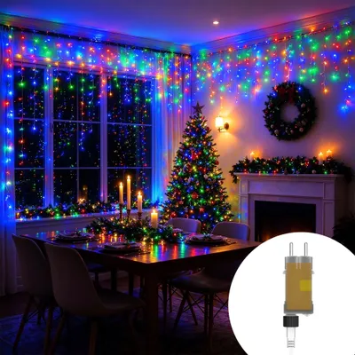 Productafbeelding van XINZI Lichtgordijn met LED's, 20 meter, 800 LED's, kleurrijk, 8 lichtmodi, geheugenfunctie, kerstdecoratie voor ramen en muren