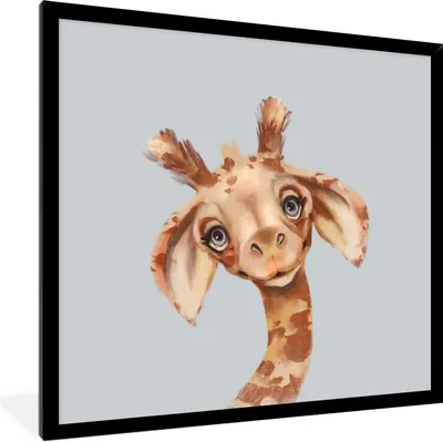 Produktbild von MuchoWow® Gerahmtes Poster Giraffe - Dschungel - Tier 40x40 cm - Poster mit Schwarzem Bilderrahmen Wandposter Rahmen Foto Bilder - Mit Rahmen - Wanddekoration Schlafzimmer