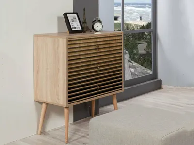 Image de Apricale - Commode, 80x40x90 cm Chêne Marron, 3 Tiroirs