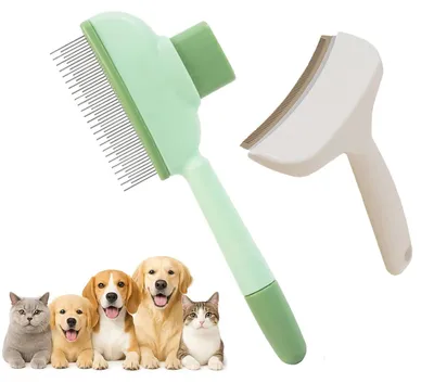 2er-Set Katzenbürste mit Reinigungsknopf, für Katzen und Hunde