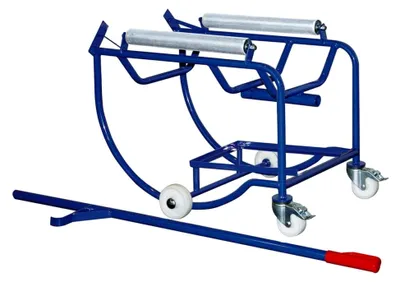 Produktbild von Fasskipper mit 2 Stahlrollen in RAL5010 Enzianblau
