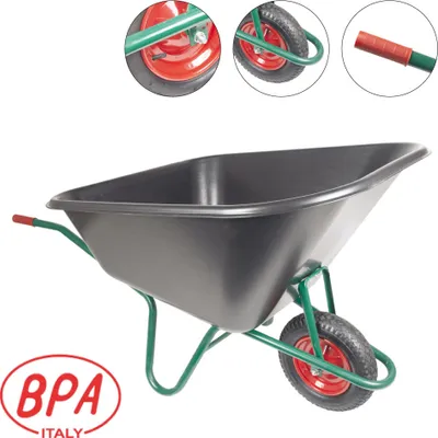 Produktbild von BPA Schubkarre Großmuldenkarre 240 Liter PP Mulde Agrarkarre Silokarre