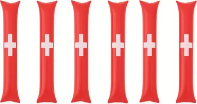Produktbild von Fanartikel Klatschstangen 6 Stück Ausblasbar ca. 58 cm Jubelstäbe Lärmstäbe Schweiz