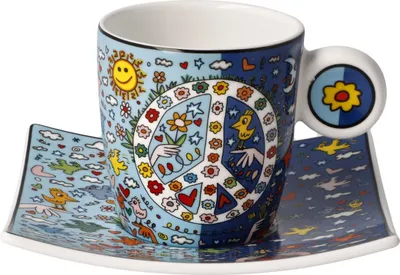 Produktbild von Goebel Espressotasse James Rizzi - Give Peace a Chance, Fine Bone China, Bunt, 0.1 L, 26102741