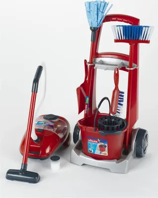 Produktbild von Theo Klein Vileda cleaning trolley + vakuum cleaner, Rot