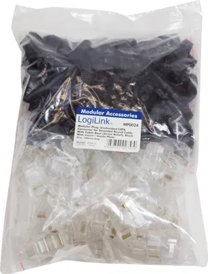 Produktbild von LogiLink RJ45 Stecker Kat.6 ungeschirmt schwarz 100 Stück