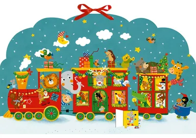 Produktbild von Memo-Adventskalender - Bunte Weihnachtseisenbahn der Tiere