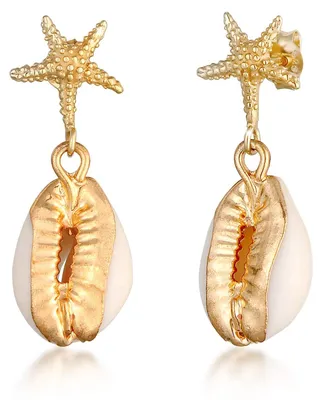 Produktbild von Elli Ohrringe Damen Seestern Kauri Muschel Strand Meer in 925 Sterling Silber Vergoldet