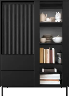 Produktbild von MIRJAN24 Vitrine Ozmi 2D2S, Vitrine vom Hersteller (Farbe: Schwarz)