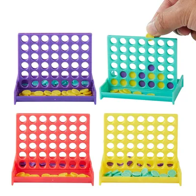 Produktbild von Vier gewinnt Mini Reisspiel Set - 24 Stück - 8 cm - 4 Farben - Kompakt