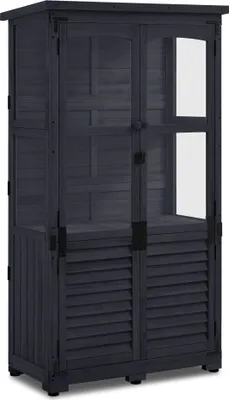 Produktbild von M MCombo Gartenschrank Holz, Gerätehaus Wetterfest Klein, Outdoor Gartenhaus Geräteschuppen für Außenbereich Terrasse Balkon,0120 DGY