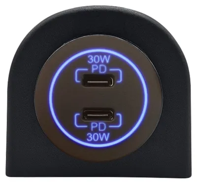 Produktbild von ProRide 12-24V USB-C Autoladegerät 2x30W, 2 Anschlüsse, Blau