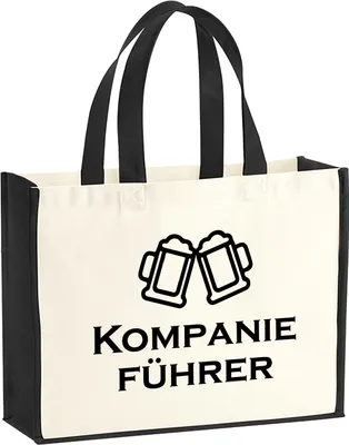 Produktbild von Huuraa Jutetasche Kompanieführer Schützenfest 21 Liter Black Jute und Baumwolle Einkaufstasche Geschenkidee
