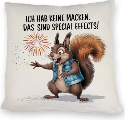 Produktbild von Hab keine Macken Kissen mit verrücktem Eichhörnchen