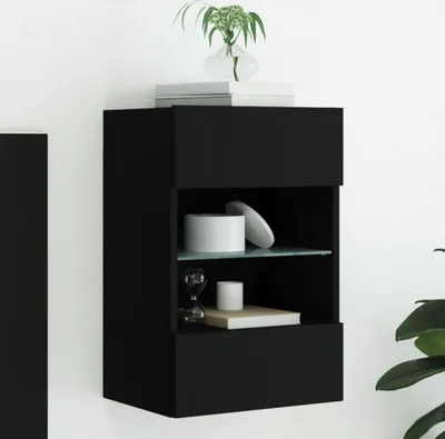 Produktbild von vidaXL TV-Wandschrank mit LED-Leuchten Schwarz 40x30x60,5 cm