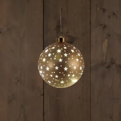 Produktbild von Annas Collection Glaskugel mit Sternen Mattgold Durchmesser 12cm