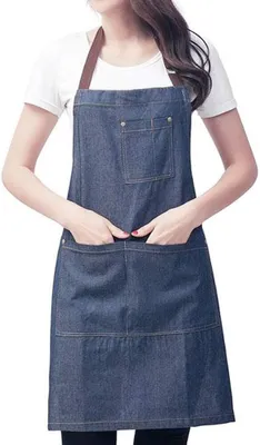 Produktbild von Jeansschürze, verstellbare Latzschürze für Damen und Herren mit 3 Taschen, Kochschürze, Küchenschürze für Damen und Herren, geeignet für Küche, Restaurant und Café