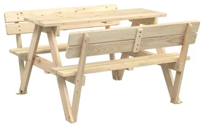 Productafbeelding van Massief Houten Picknicktafel met Parasol