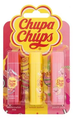 Image de Chupa Chups Watermelon Mix + Lemon Sorbet + Peach Pulp Lip Balm