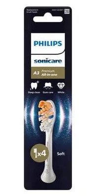 Zdjęcie produktu dla Philips A3 Premium All-in-One HX9094/87 Końcówki Kompleksowa Pielęgnacja do szczoteczki, 4 szt., Biały, 3 mies., Miękki, 62000 ruchów na minutę, Philips