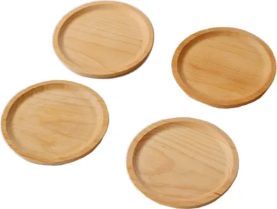 Produktbild von 4 Stück Holzschale/Holzteller Rechteckig Buche, Runden,14cm